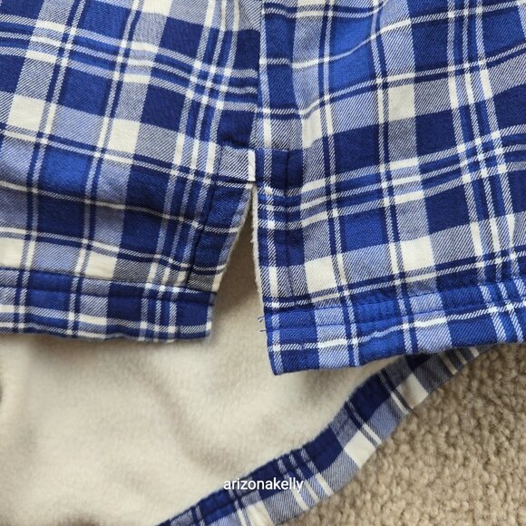L.L. Bean Fleece Lined Cotton Plaid Shirt RUNS BIG XXS Blue - Picture 10 of 10